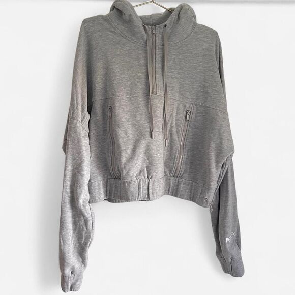 Popflex Half Zip Warm Up Hoodie – Heather Grey Sporty Cozy Streetwear Core (M) - Picture 4 of 8